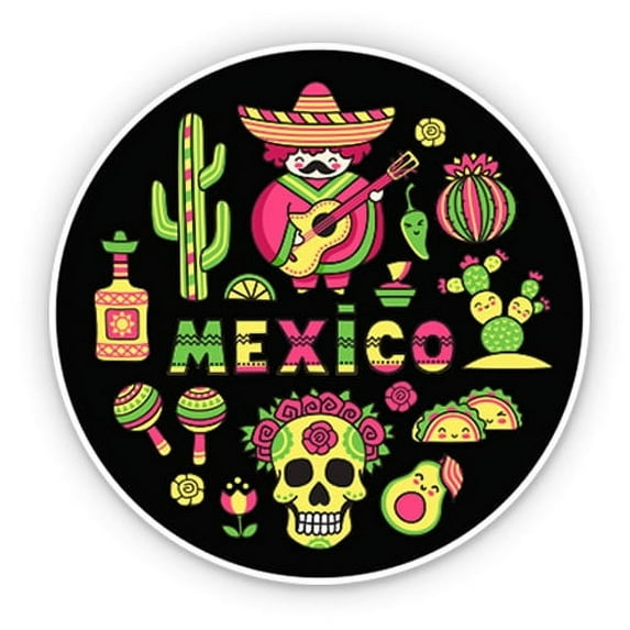 Mexico Culture Travel - 3" Vinyl Sticker - For Car Laptop Water Bottle Phone - Waterproof Decal
