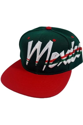 Mexico Cursive Style Green/Red Snapback Cap
