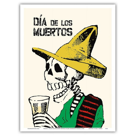 Mexico - Dia De los Muertos (Day of the Dead) Festival - Vintage Travel Poster by Jose Guadalupe Posada c.1900 - Master Art Print (Unframed) 9in x 12in