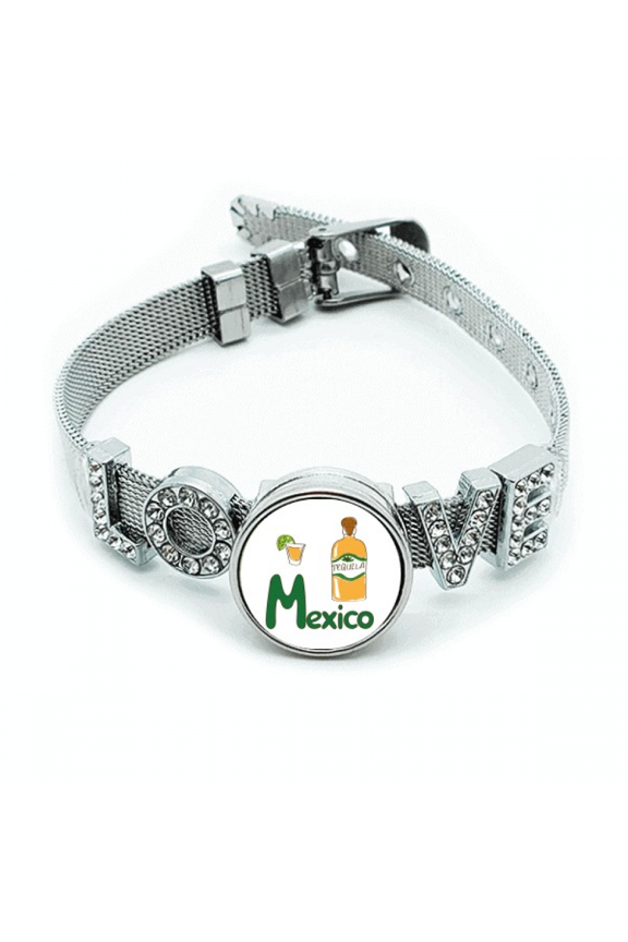 Mexico Drinks Drinks Specialties Mexican Bracelet Wristband Crystal Love Adjustable Bangle