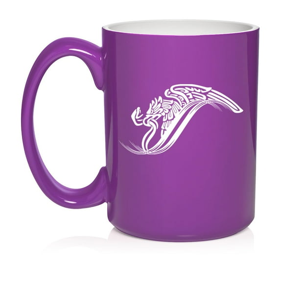 Mexico Eagle Escudo AguilaCeramic Coffee Mug Tea Cup Gift for Her, Him, Friend, Coworker, Wife, Husband (15oz Purple)