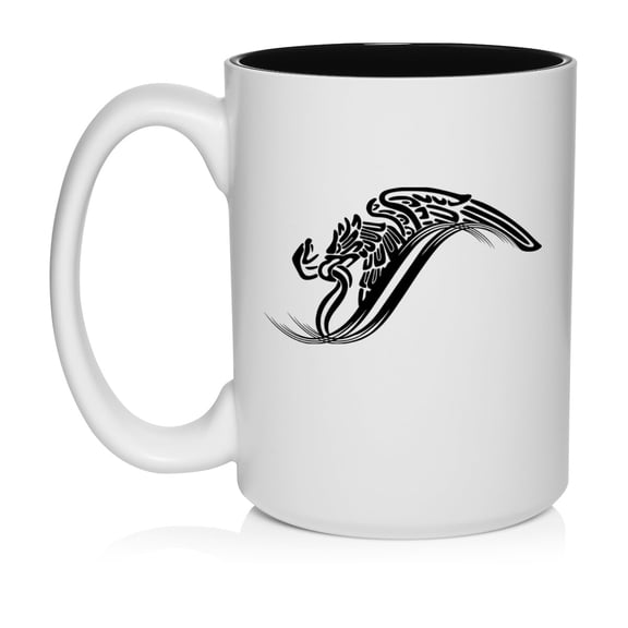 Mexico Eagle Escudo AguilaCeramic Coffee Mug Tea Cup Gift for Her, Him, Friend, Coworker, Wife, Husband (15oz White)