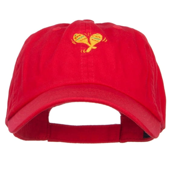 Mexico Fiesta Maracas Embroidered Low Cap - Red OSFM