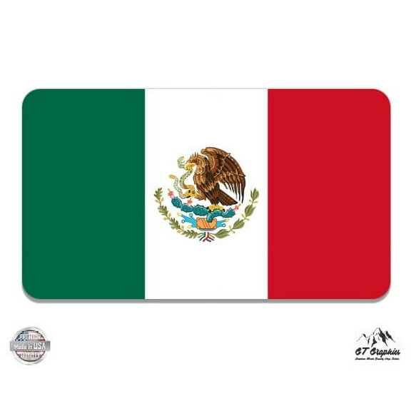 Mexico Flag - 3" Vinyl Sticker - For Car Laptop I-Pad Phone Helmet Hard Hat - Waterproof Decal