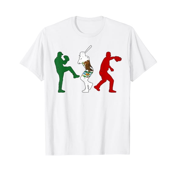 Mexico Flag Baseball Mexican Independence Day Kids Boy Men Short Sleeve White T-Shirt