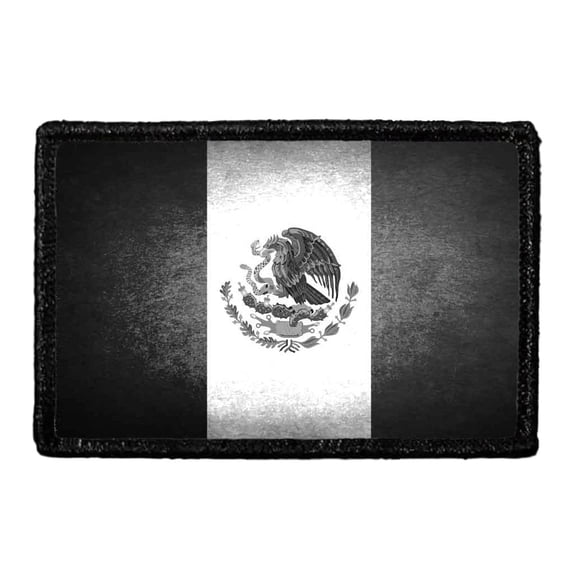 Mexico Flag - Black and White - Distressed - Removable Patch