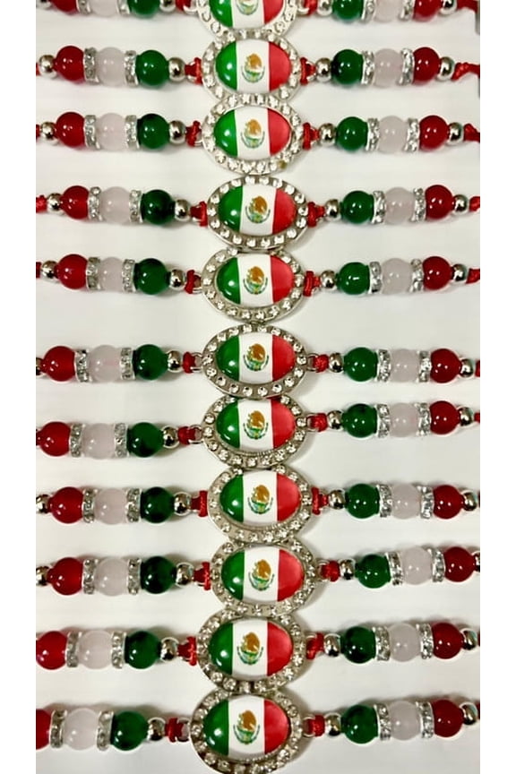 Mexico Flag Bracelet – Adjustable Unisex Mexico Jewelry Gift for Men and Women – Cultural Pride Wristband - 3Pcs