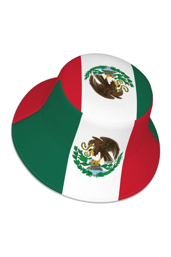 Mexico-Flag Bucket Hat Stripe Beach Fisherman Hats For Women Men Reversible Double-Side-Wear With Reflective