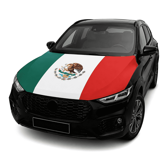 Mexico Flag Car Hood Cover, 61x45 Inch Elastic Car Bonnet Banner, Universal Fit Polyester Hood Cover for Cars Trucks SUVs, Flag Decor