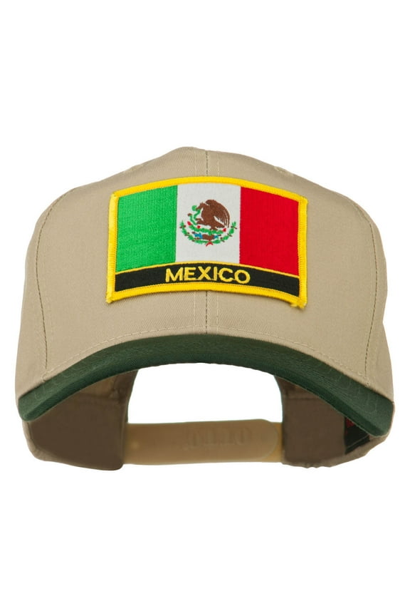 Mexico Flag Cotton Twill Pro Style Patched Cap - Green Khaki OSFM