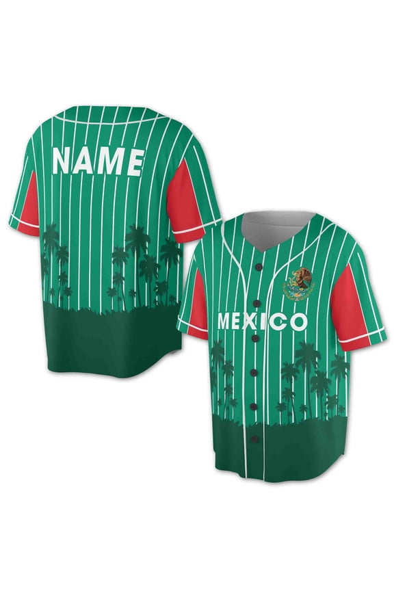 Mexico Flag Custom Personalized Name 3D All Over Print Baseball Jersey Shirt Size S-5XL