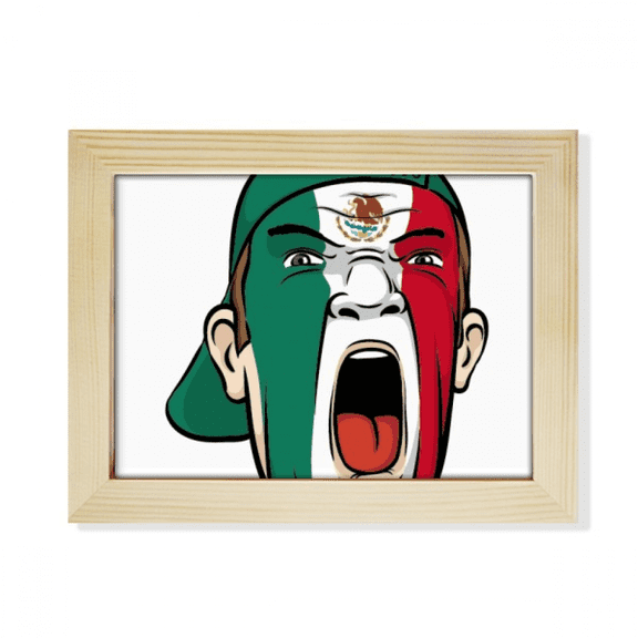 Mexico Flag Facial Makeup Head Screang Cap Desktop Photo Frame Picture Art Decoration Painting 6x8 inch