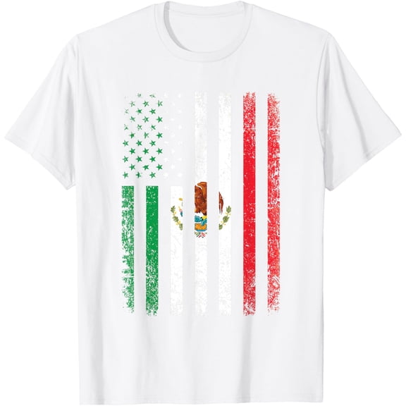 Mexico Flag Gift 4th Of July USA American Mexican Flag T-Shirt for Women Girls Kids MenMen's and women's pure cotton short-sleeved shirts