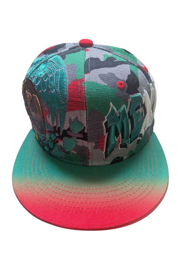 Mexico Flag Graffiti Style Green Camouflage Snapback Hat
