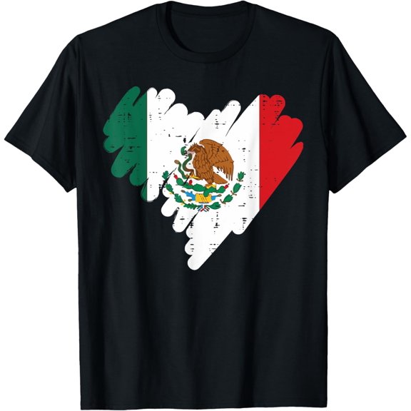 Mexico Flag Heart Mexican Independence Day Women Girls Kids T-Shirt100% pure cotton