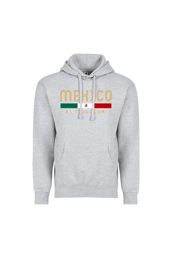 Mexico Flag Hoodie “El Tricolor,” Unisex Pullover Sweatshirt, Soccer Fan Apparel - HTR Grey - Small