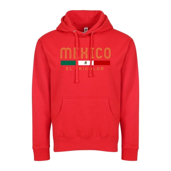 Mexico Flag Hoodie “El Tricolor,” Unisex Pullover Sweatshirt, Soccer Fan Apparel - Red - Medium