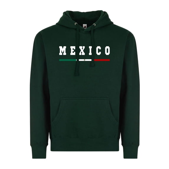 Mexico Flag Hoodie, Unisex Pullover Sweatshirt, Soccer Fan Apparel - Green - Medium