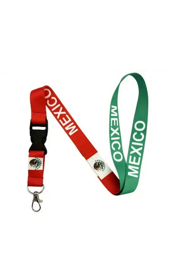 Mexico Flag Lanyard Keychain with Quick Release Neck Strap for Keys, 1 Pack