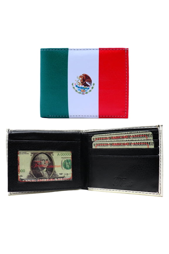 Mexico Flag Leather Bi-Fold Bifold Wallet