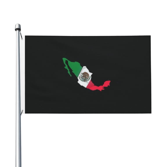 Mexico-Flag-Map Flag Double Sided Printed 3x5 Ft Flag Banner Suitable For Yard Outdoor Party Decorative