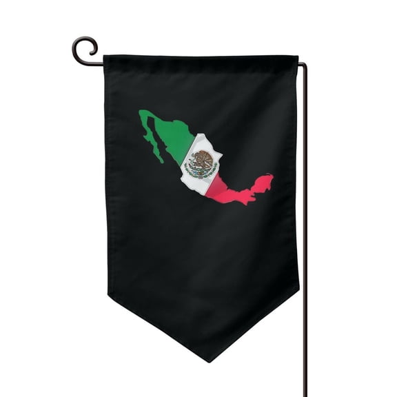 Mexico-Flag-Map Garden Flag Vertical Double Sided Yard Outdoor Decoration 12.5 x 18 Inch Sharp Corner
