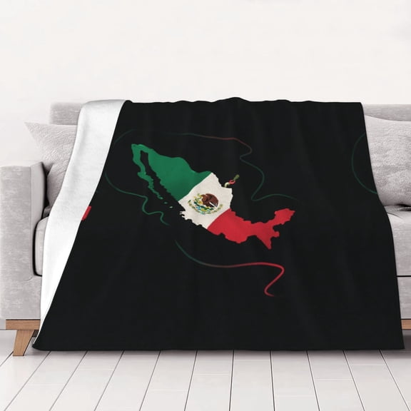 Mexico-Flag-Map Throw Blanket Warm Camping Outdoor Light Weight Cozy Blanket for Couch Sofa Bed 60"x50"