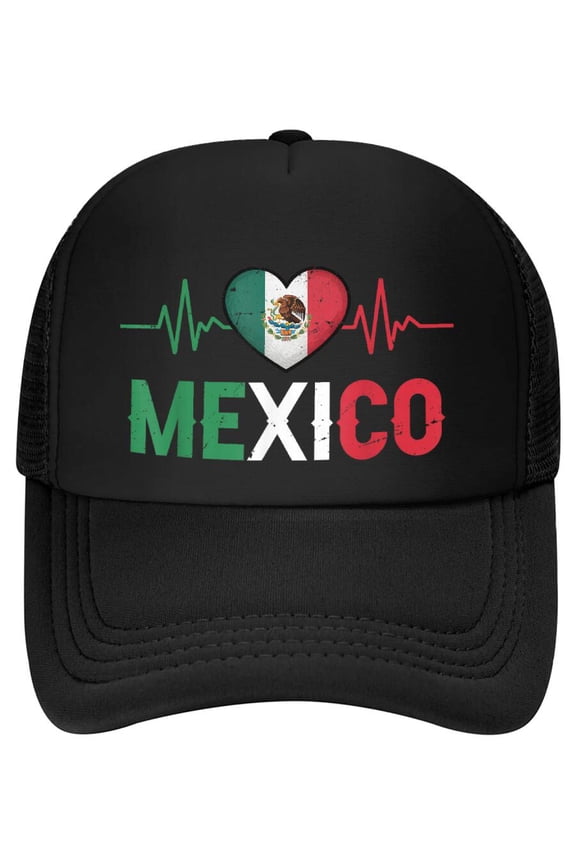 Mexico Flag Mexican Pride Heartbeat EKG Pulse Mexico Emblem Baseball Cap