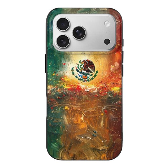 Mexico Flag Mexican Psychedelic Phone Case Compatible with iPhone 17 Pro TPU Black Shockproof Cover