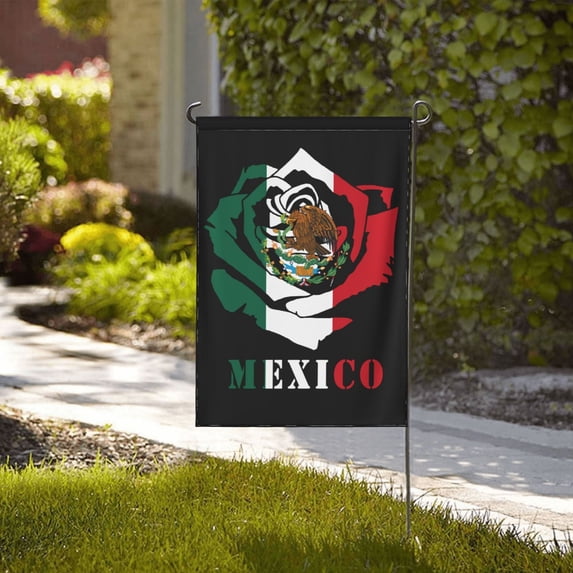 Mexico Flag Roses Funny Garden Flag,Vertical Double Sized Personalized Flag Outside Decoration Yard Flag 28"X40"