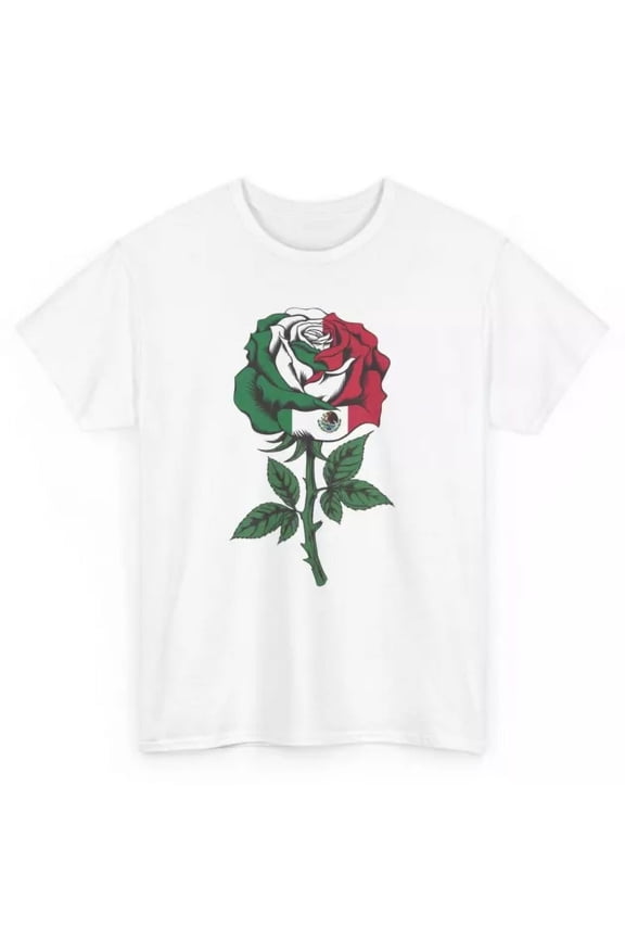 Mexico Flag T-Shirt - Novelty Patriotic Mexico Rose Unisex Graphic Tee Unisex S-5XL Hot Trending Shirt, Vintage Birthday Gift