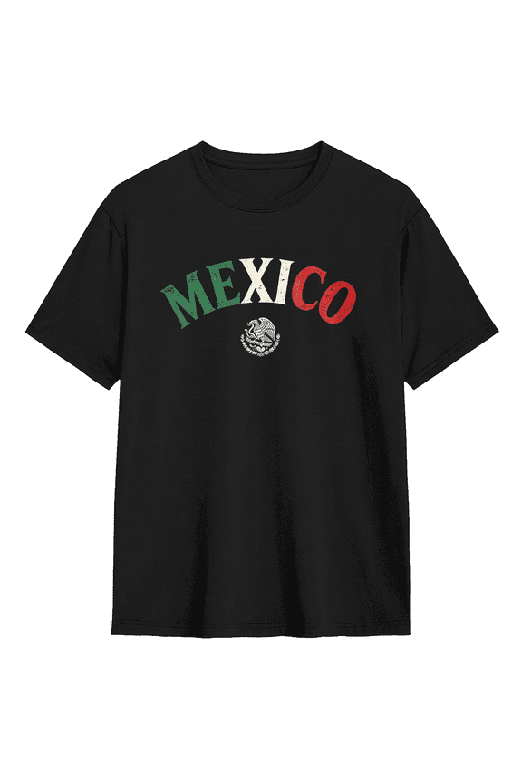 Mexico Flag Text Retro Graphic Tee For Men And Women, Travel Vacation Cotton Short Sleeves T-Shirt