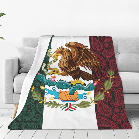 Mexico Flag Throw Blankets for Couch & Bed, 40"x30" Fleece Blanket Flannel Blanket Super Soft & Warm Blankets for Fall and Winter Lightweight Fuzzy Cozy Microfiber Blankets for Women, Men, Kids