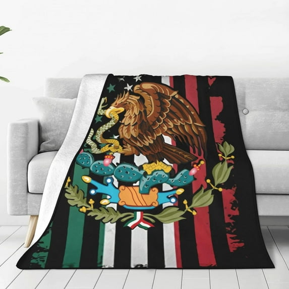 Mexico Flag Throw Blankets for Couch & Bed, 50"x40" Fleece Blanket Flannel Blanket Super Soft & Warm Blankets for Fall and Winter Lightweight Fuzzy Cozy Microfiber Blankets for Women, Men, Kids