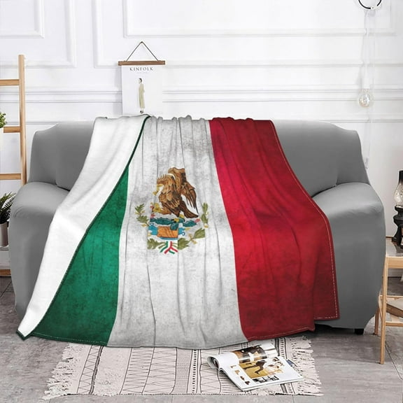 Mexico Flag Throw Blankets for Couch & Bed, 80"x60" Fleece Blanket Flannel Blanket Super Soft & Warm Blankets for Fall and Winter Lightweight Fuzzy Cozy Microfiber Blankets for Women, Men, Kids