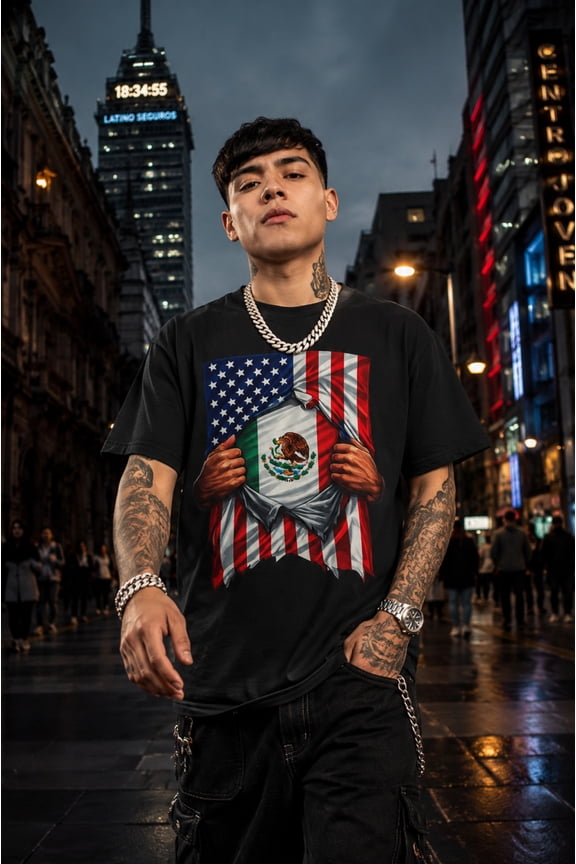 Mexico Flag + USA Flag Pride T-shirt | Mexican + American Flag Rip 4th Of July | Funny Viral Latino Tees | Unisex - 4 Colors