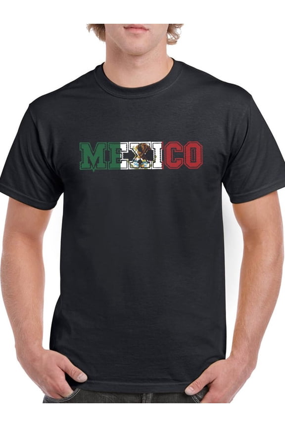 Mexico Flag W Coat Of Arms. T-Shirt Men -Smartprints Designs, Male x-Large