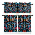 thumbnail image 1 of Mexico Flower Bird Kitchen Curtains Valances and Tiers Set of 3, 36 Inch Length Tier Curtains and Valance Rod Pocket Valance Curtains Set for Kitchen Bathroom Small Windows, 1 of 8