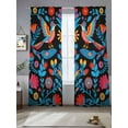 thumbnail image 1 of Mexico Flower Bird Sheer Curtains 96 Inches Long 2 Panels Vintage Colorful Symmetry Art Light Filtering Semi Sheer Window Curtains Drapes for Bedroom Living Room 52"x96", 1 of 7