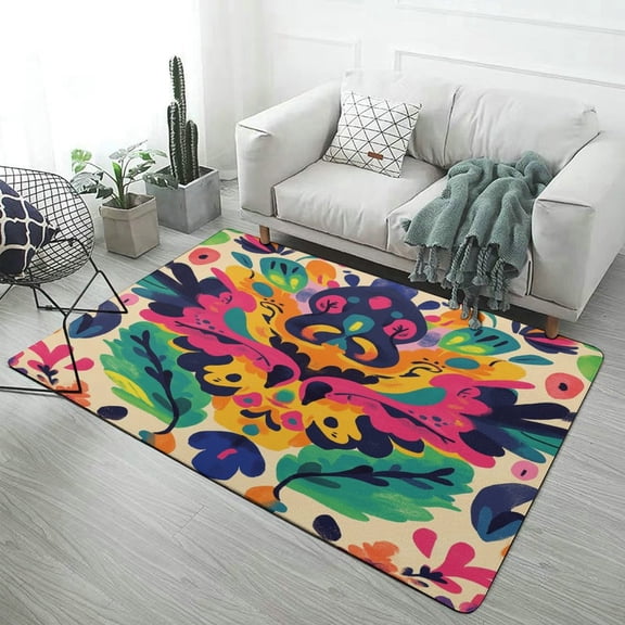Mexico Flower Skulls Day Of The Dead (120) Area Rugs Carpet Suitable for Living Room Kitchen Bedroom Laundry Room Home Decorations