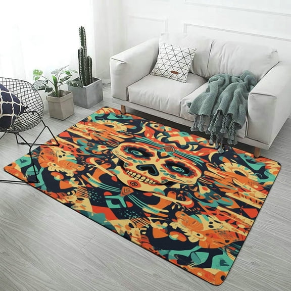 Mexico Flower Skulls Day Of The Dead (15) Carpet Style Living Room Bedroom Rug Modern 3d Entry Door Mats Household