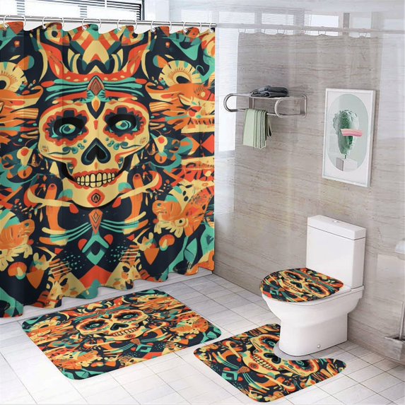 Mexico Flower Skulls Day Of The Dead (15) Shower Curtain Waterproof Bathroom Curtain Set with Hooks Home Decor Bathroom Curtains