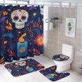 thumbnail image 1 of Mexico Flower Skulls Day Of The Dead (18) 4pcs Shower Curtain Decoration ，modern Home Decoration, Waterproof Shower Curtain 4pcs, 1 of 8