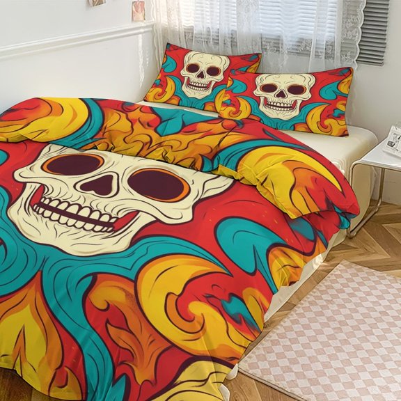 Mexico Flower Skulls Day Of The Dead (49) Duvet Cover Set Bedding Set Polyester Quilt Cover for Bedroom Decoration