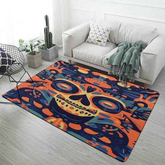 Mexico Flower Skulls Day Of The Dead (75) Carpet for Home Decoration Rugs for Bedroom Room Living Room Bathroom Entrance Door Non-slip Comfort Mat