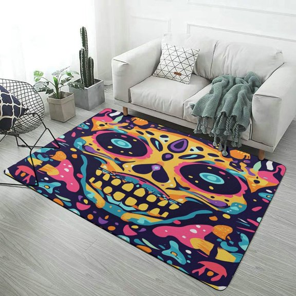 Mexico Flower Skulls Day Of The Dead (80) Carpet for Home Decoration Rugs for Bedroom Room Living Room Bathroom Entrance Door Non-slip Comfort Mat