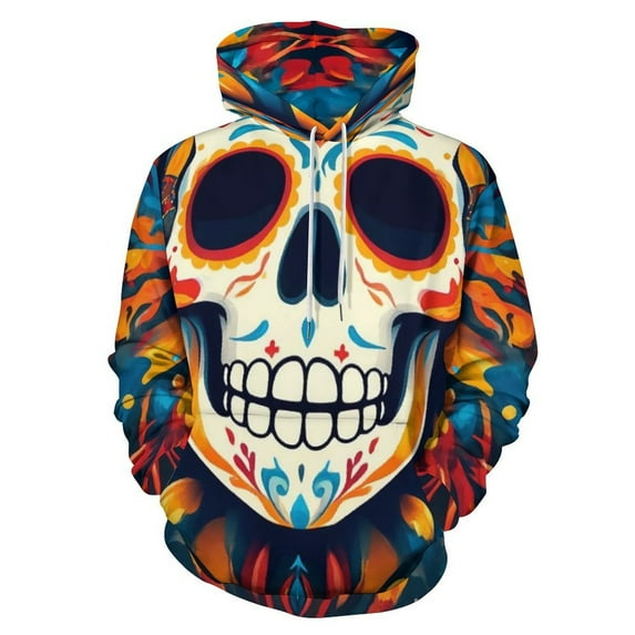 Mexico Flower Skulls Day Of The Dead Men's Women Vintage 3D Hooded Sweatshirt - All-Season Loose Fit Streetwear