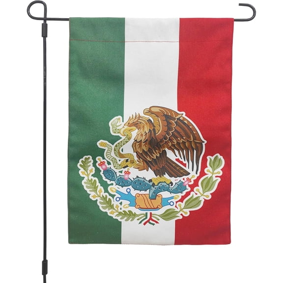 Mexico Garden Flag 12x18 Inch Eagle Design Canvas Double Sided Outdoor Yard Decoration Banner