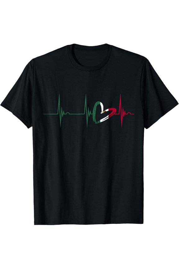 Mexico Heart Mexico Flag Heartbeat EKG Pulse Mexican Roots T-Shirt
