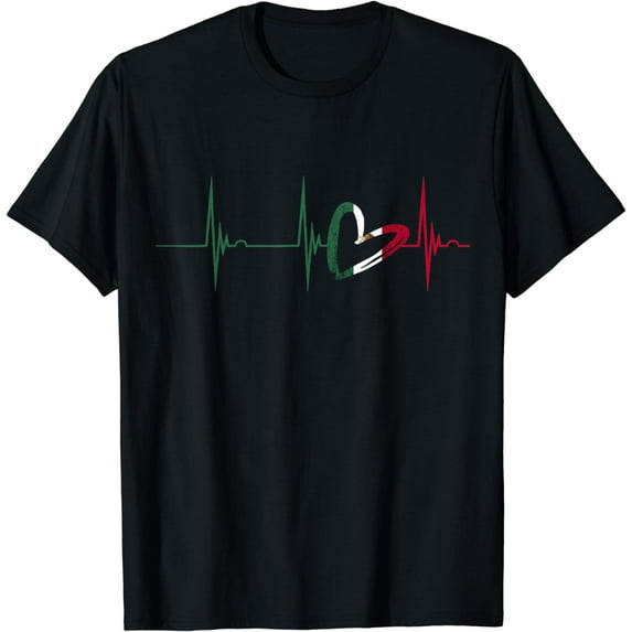 Mexico Heart Mexico Flag Heartbeat EKG Pulse Mexican Roots T-Shirt
